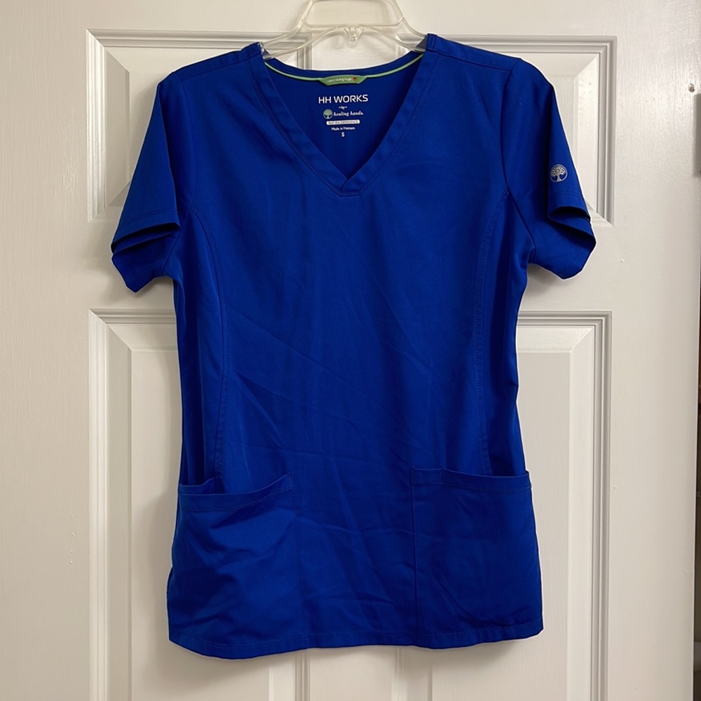 Healing Hands Galaxy Blue Scrub Top (Small)